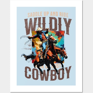 Saddle up and ride Wildly, kick up dust Cowboy Posters and Art